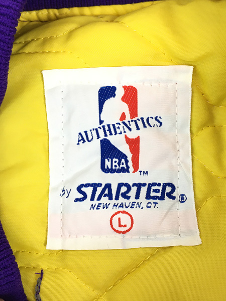 古着 90s USA製 STARTER NBA UtahJazz ジャズ 光沢 サテン スタジャン