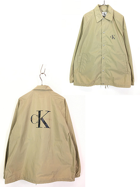 古着 90s CK Calvin Klein Jeans BIGロゴ 比翼 ナイロン コーチ ジャケット L - 古着 通販 ヴィンテージ　古着屋  Dracaena ドラセナ