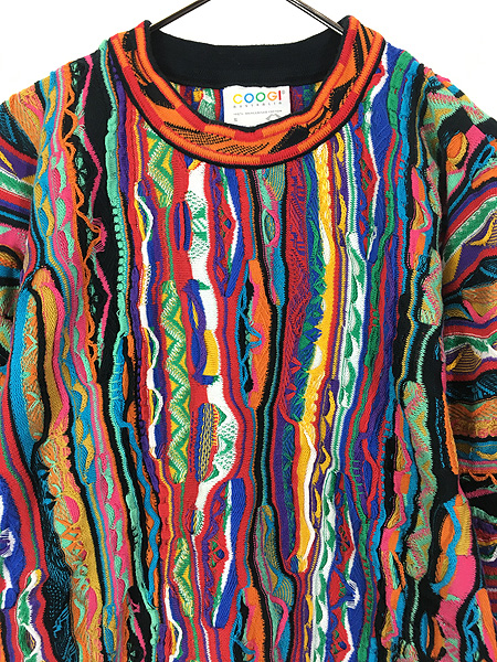 古着 Australia製 COOGI 3D ビビッド カラフル ランダム ストライプ