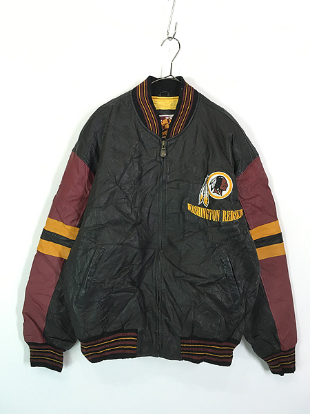 古着 90s NFL Washington Redskins レッドスキンズ 本革 オール レザー