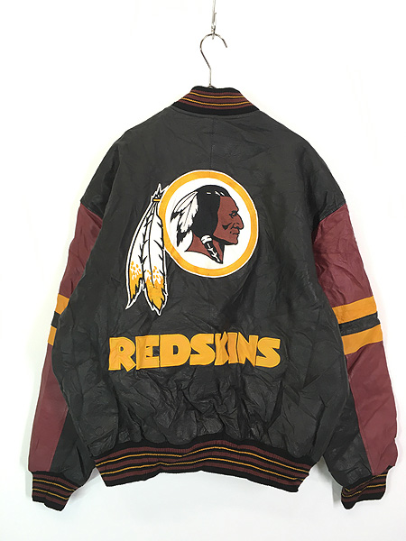 古着 90s NFL Washington Redskins レッドスキンズ 本革 オール レザー ...