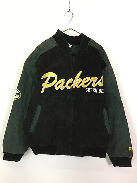 古着 NFL Green Bay Packers パッカーズ 本革 オール スエード レザー