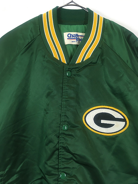 古着 90s USA製 NFL Green Bay Packers パッカーズ 光沢 サテン スタジャン ジャケット XL 古着 - 古着 通販  ヴィンテージ　古着屋 Dracaena ドラセナ