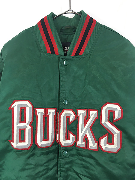 古着 NBA Milwaukee Bucks バックス 光沢 サテン パデット スタジャン ジャケット XL 古着 - 古着 通販 ヴィンテージ  古着屋 Dracaena ドラセナ