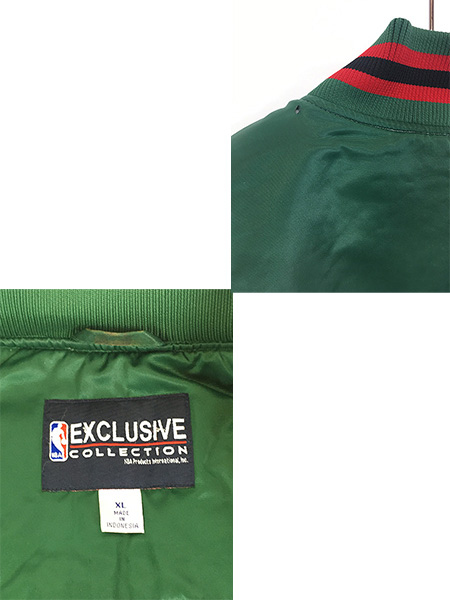 古着 NBA Milwaukee Bucks バックス 光沢 サテン パデット スタジャン ジャケット XL 古着 - 古着 通販 ヴィンテージ  古着屋 Dracaena ドラセナ