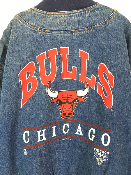 古着 90s NBA Chicago Bulls ブルズ デニム スタジャン ジャケット 