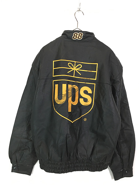 古着 90s JH DESIGN 「UPS」 本革 オール レザー レーシング ジャケット L 古着 - 古着 通販 ヴィンテージ　古着屋  Dracaena ドラセナ