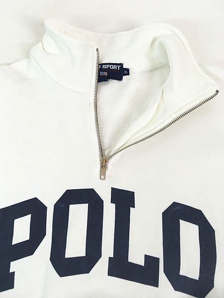 古着 90s Polo Sport Ralph Lauren 「POLO」 ハーフ ジップ プル 