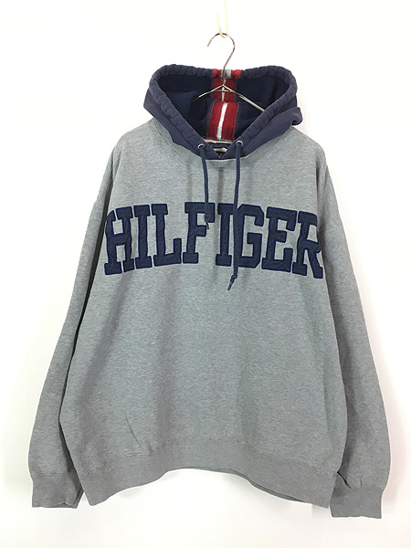 古着 90s TOMMY HILFIGER BIG ロゴ パッチ レイヤード スウェット