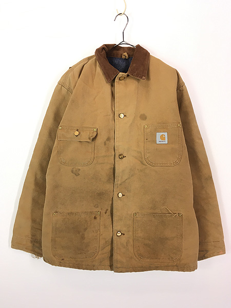 古着 80s Carhartt 裏地 ブランケット ブラウン ダック ミシガンチョア カバーオール ジャケット X位 古着 - 古着 通販  ヴィンテージ　古着屋 Dracaena ドラセナ