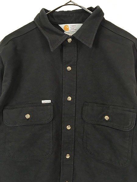 古着 80s USA製 Carhartt 無地 ソリッド シャモアクロス フランネル