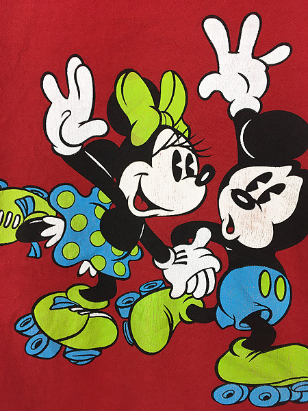 古着 90s Disney Mickey ミッキー ミニー ローラースケート スウェット 