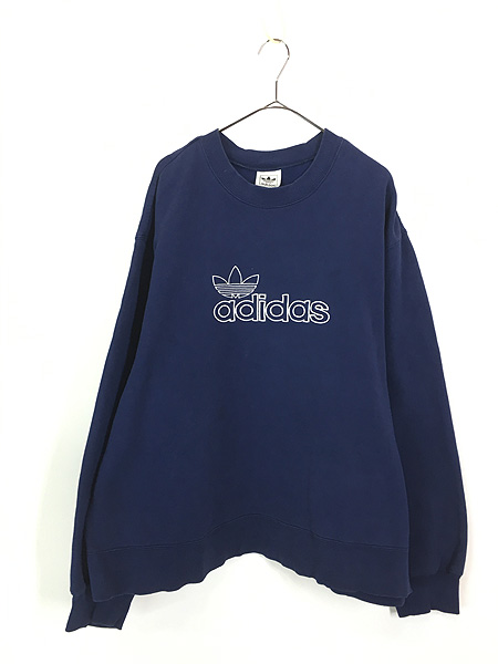 古着 90s adidas 両面 トレフォイル ロゴ 刺しゅう スウェット トレーナー XL 古着 - 古着 通販 ヴィンテージ　古着屋  Dracaena ドラセナ