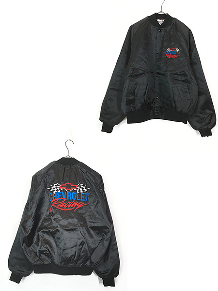 古着 90s CHEVROLET シボレー レーシング 光沢 サテン ジャケット L 