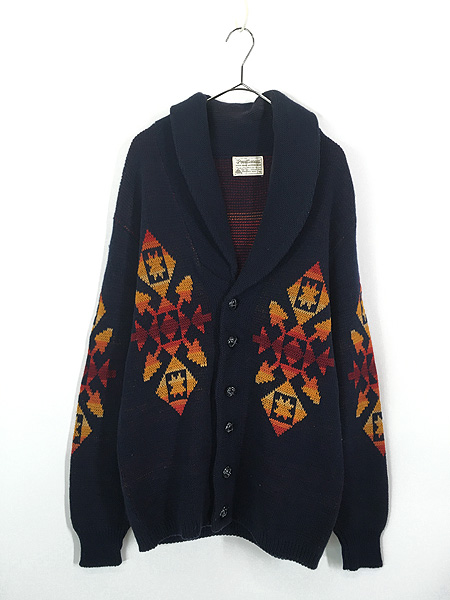 古着 70s USA製 Pendleton 「High Grade Western Wear」 ネイティブ チマヨ ショールカラー ウール ニット  カーディガン M - 古着 通販 ヴィンテージ　古着屋 Dracaena ドラセナ