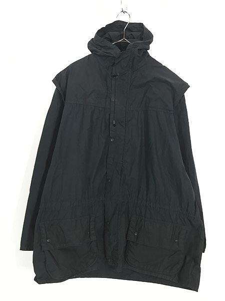 古着 80s 英国製 Barbour 希少 「Unlined DURHAM」 裏地なし オイルド ワックス フーデッド コート パーカー 44 -  古着 通販 ヴィンテージ 古着屋 Dracaena ドラセナ