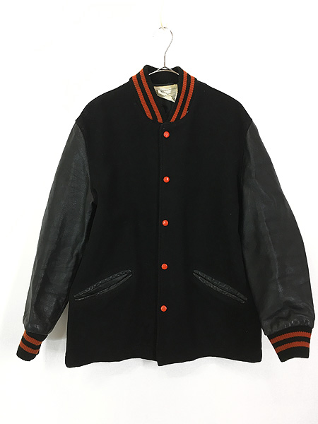 90s DeLONG stand jacket スタジャン　ブルゾン　レザーttt_mswdai