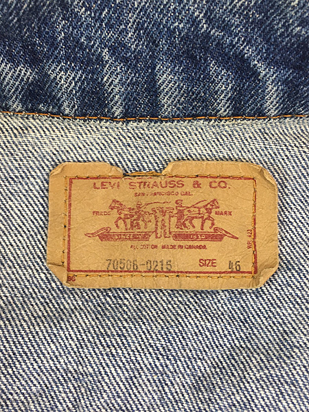 古着 80s USA製 Levi's 70506-0216 ハンド ポケット付 濃紺 デニム ...