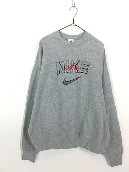 【USA製】NIKE 90s ロゴ刺繍 スウェット トレーナー  XL グレー