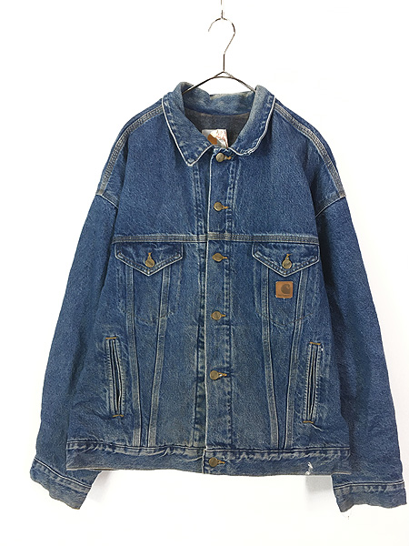 古着 80s USA製 Carhartt 裏地 チェック ブランケット デニム 