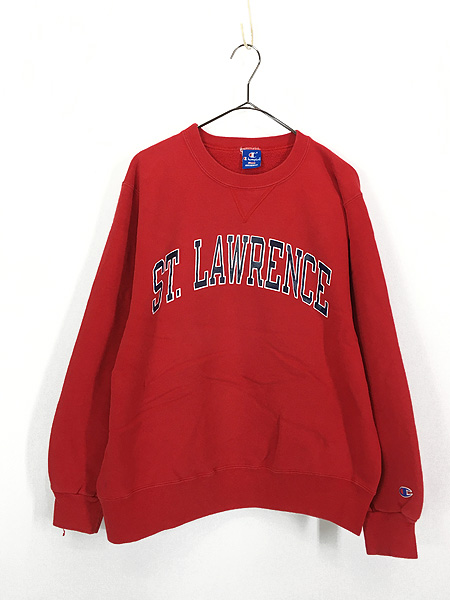 古着 80s USA製 Champion 「ST LAWRENCE」 アーチ プリント 前V リバース スウェット L 古着 - 古着 通販  ヴィンテージ　古着屋 Dracaena ドラセナ