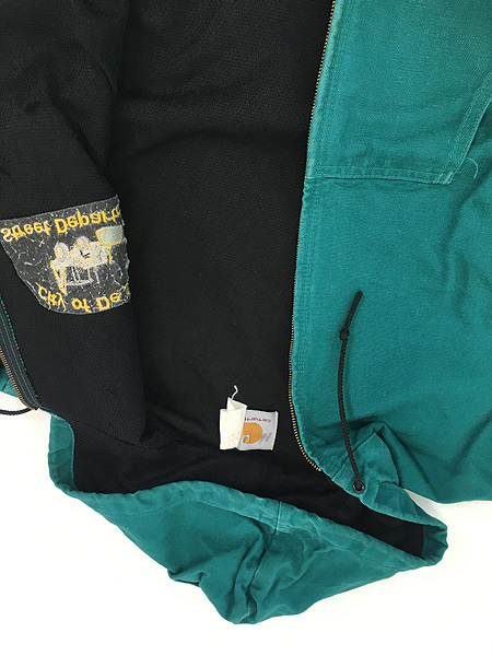 古着 80s USA製 Carhartt 裏地 メッシュ グリーン ダック アクティブ