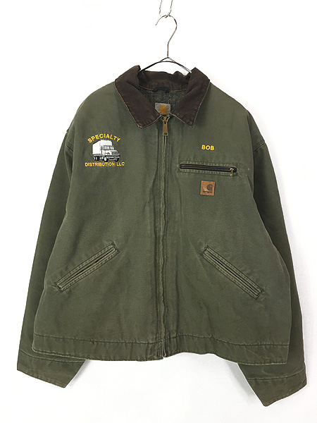 古着 Carhartt 裏地 チェック ブランケット MOS モスグリーン ダック ...