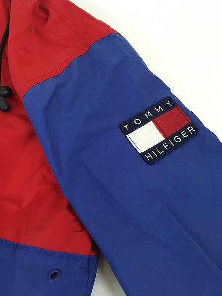 古着 90s TOMMY HILFIGER 青×赤 バイカラー 2way コットン シェル