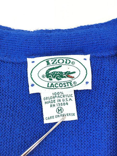 古着 80s USA製 IZOD LACOSTE ワニ パッチ アクリル ニット 