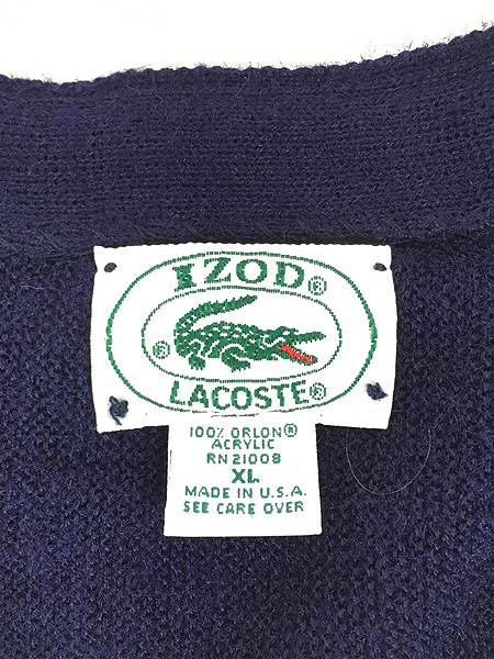 古着 80s USA製 IZOD LACOSTE ワニ パッチ アクリル ニット 