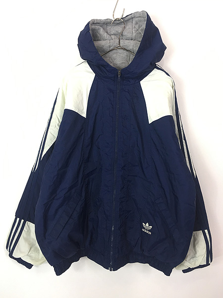 OLD adidas デザイン ナイロン パーカー 古着 Y2K 00s アディダス