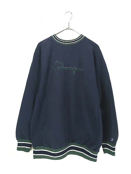 古着 90s USA製 Champion Reverse Weave リブライン BIG ロゴ 刺しゅう