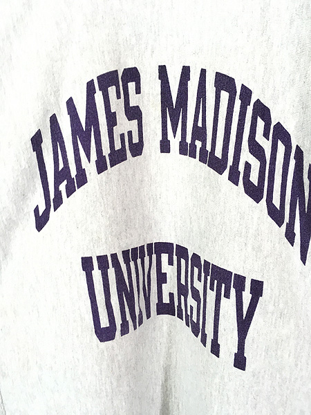 古着 90s USA製 Champion Reverse Weave 「JAMES MADISON」 染み込み 