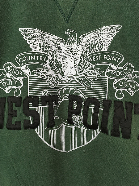 古着 90s Champion 「WEST POINT」 ミリタリー 前V スウェット