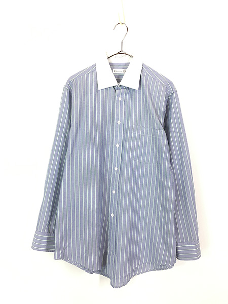 古着 90s USA製 Christian Dior マルチ ストライプ クレリック ドレス シャツ 15 1/2 - 古着 通販 ヴィンテージ　 古着屋 Dracaena ドラセナ