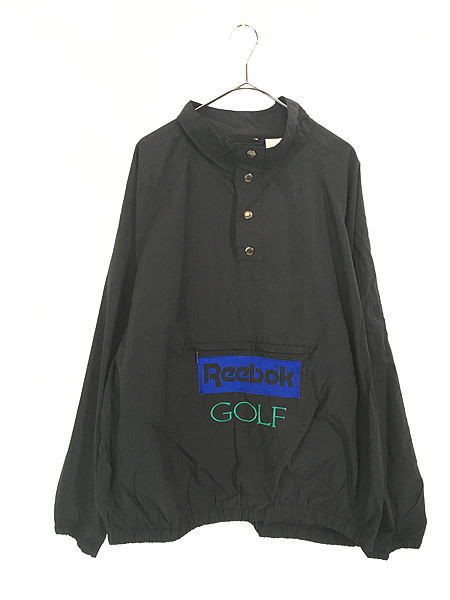 古着 90s Reebok GOLF 刺しゅう ハーフボタン プルオーバー