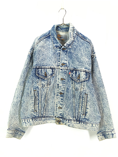 古着 80s USA製 Levi's 70507-0219 ハンド ポケット付 ワイドシルエット ケミカル デニム ジャケット Gジャン XL -  古着 通販 ヴィンテージ　古着屋 Dracaena ドラセナ