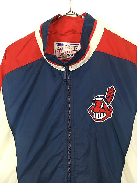 古着 90s MLB Cleveland Indians インディアンズ BIG パッチ ナイロン 