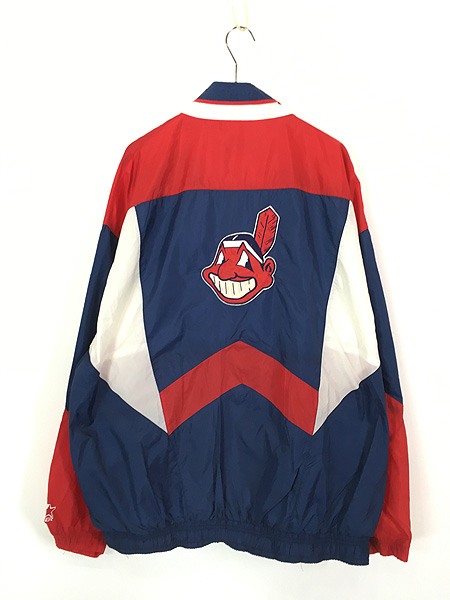 古着 90s MLB Cleveland Indians インディアンズ BIG パッチ ナイロン