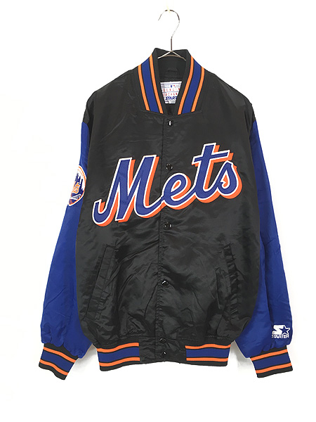 古着 90s MLB New York Mets メッツ 光沢 サテン スタジャン