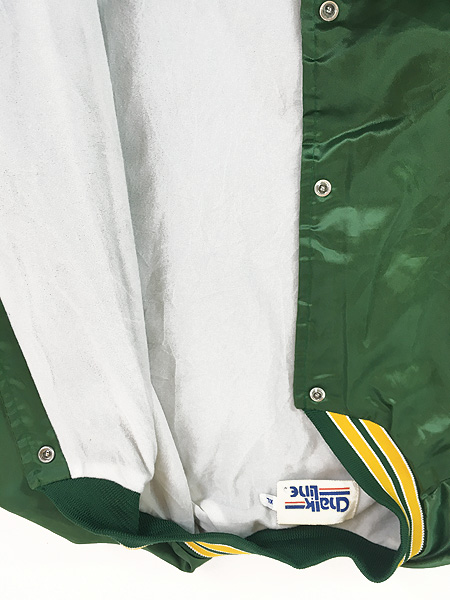 90s NFL チョークライン パッカーズ ナイロン サテンスタジャン XL 緑