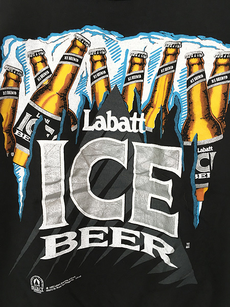 古着 90s Canada製 Labatt ICE BEER ラバット ビール ラメ プリント