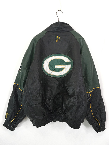 古着 90s NFL Green Bay Packers パッカーズ ハイネック 本革 オール ...