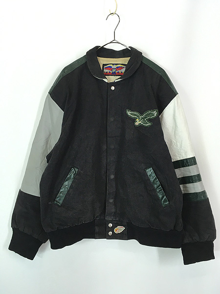 古着 90s USA製 NFL Philadelphia Eagles イーグルス 本革 レザー