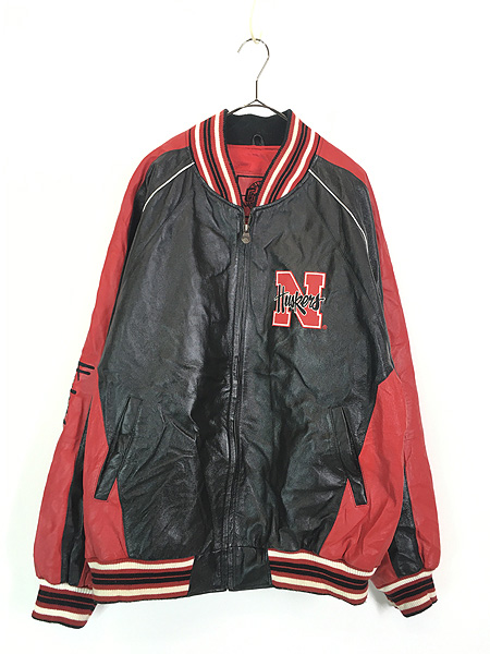 古着 80s USA製 TROPHY JACKETS 「L」 本革 レザー メルトン ウール 