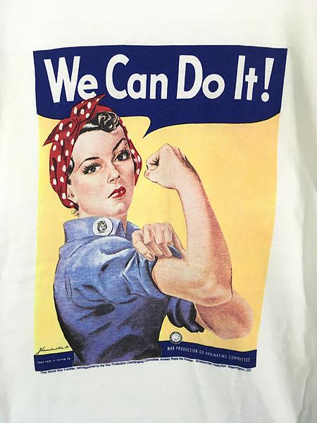 古着 90s 「We Can Do It!」 WW2 ポスター アート 100%コットン T 