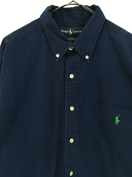 古着 90s Ralph Lauren 「BLAKE」 ワンポイント ソリッド ポケット付