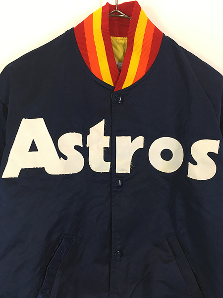 古着 80s USA製 STARTER MLB Houston Astros アストロズ 光沢 サテン 