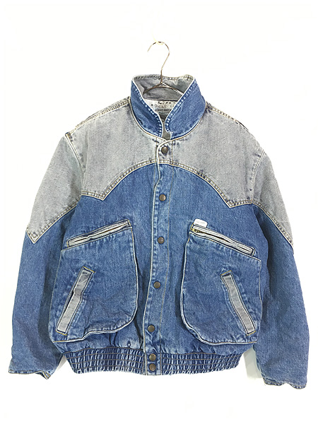 古着 90s USA製 GUESS ヨーク 切替 デザイン 2tone デニム ジャケット ブルゾン L 古着 - 古着 通販 ヴィンテージ 古着屋  Dracaena ドラセナ