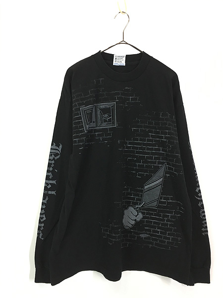 古着 90s USA製 Brick Layer レンガ アート 長袖 Tシャツ ロンT XL 